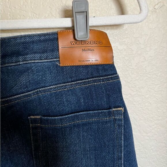 WEEKEND MAX MARA Wide Leg Barrel Jeans Split Hem Sz 29 in Dark Wash High Rise - Picture 9 of 9